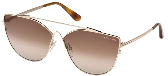 Tom Ford JACQUELYN 02 FT 0563 shiny rose gold brown mirror 28G L Sunglasses