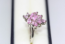 Statement 3ct Genuine Pink Topaz Women's Sterling Silver Cocktail Ring Size 7.25