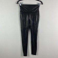 Spanx Womens Medium Black Faux Leather Leggings 2437 Stretch
