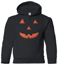 Orange Halloween Pumpkin Face Youth Hoodie Sweatshirt Jack O Lantern Costume