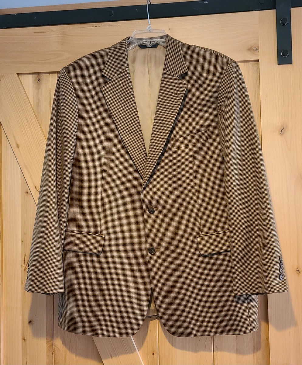 ブルックスブラザーズ　ブラウン　ジャケット　44R Brooks Brothers Jacket Mens 44R Brown Blue Blazer Houndstooth 100