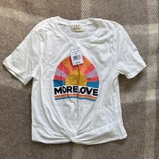 PST (by Project Social T) Ivory T-shirt w Rainbow MORE LOVE Size XS