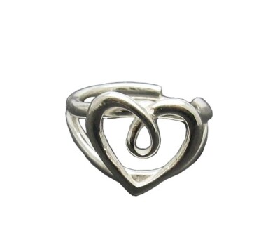  Handgefertigt Sterlingsilber Ring Herz gestempelt 925 verstellbare Größe nickelfrei