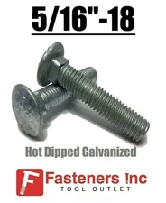 5/16"-18 Hot Dipped Galvanized Carriage Bolts Coach Bolts - Select Length & Qty