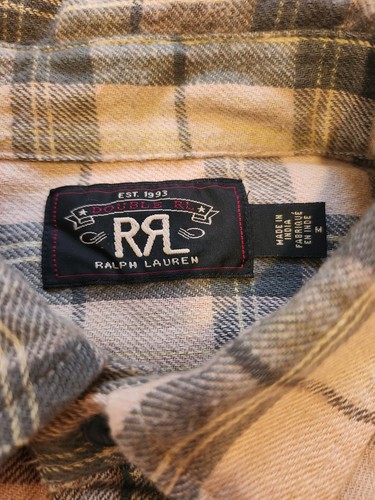 Camicia da lavoro RRL Ralph Lauren Farrell in twill a quadri rosa polverosa e verde/grigio M - Foto 9 di 19