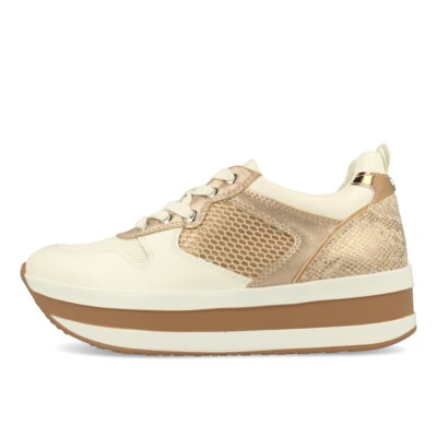 La Strada 2001098 Damen Sneaker White Rolo Pink Mesh Plateau Schuhe Weiß Rosa
