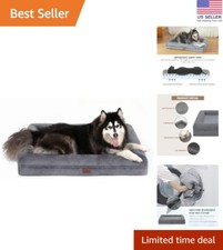Dark Grey Orthopedic Dog Bed with Removable Bolster  Comfortable Egg-Crate Foam