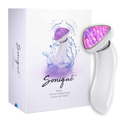 Sonique dispositivo facial con LED azul para acné + cepillo facial