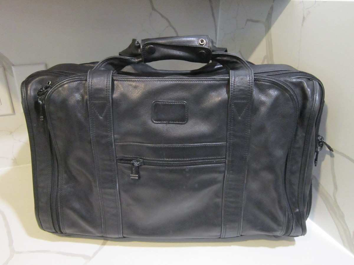 Tumi 978D3 Black Nappa Leather Expandable Carry On Duffle