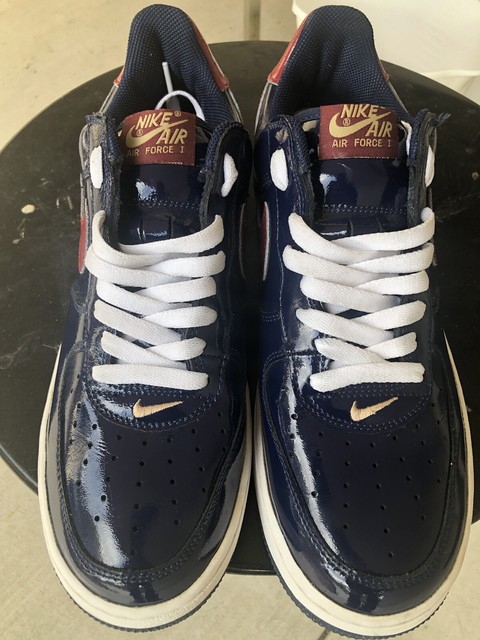 navy blue patent leather air force ones