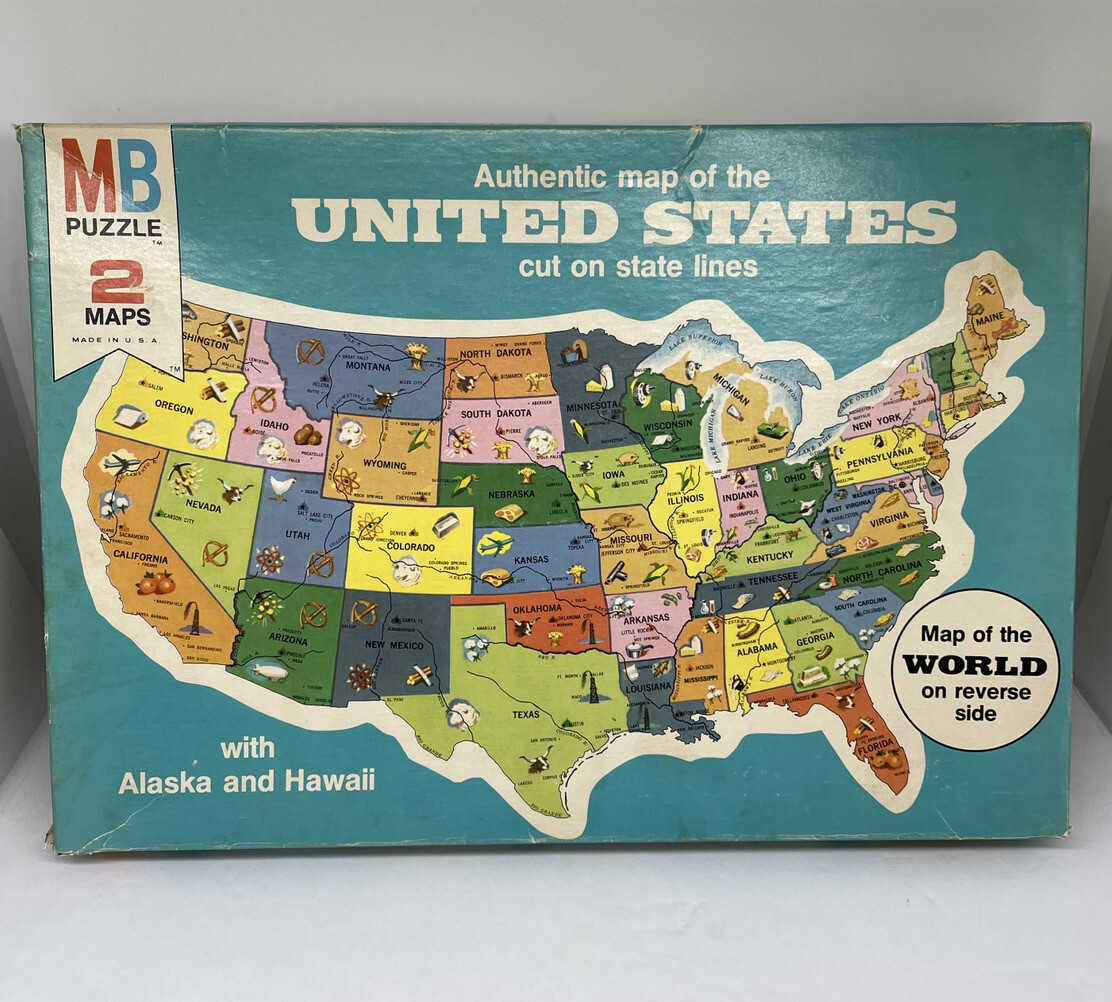 1975 Milton Bradley Puzzle Authentic Map of the United States