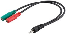 4 Pole Headphone Splitter for 3.5mm Audio Mic Headset Gaming Console PC 30cm