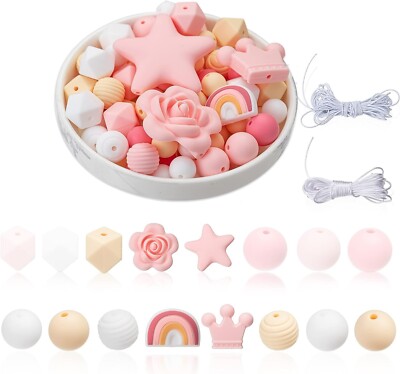 Silicone Beads Pastel Pink Wholesale Rubber Chunky Bubblegum Mixed