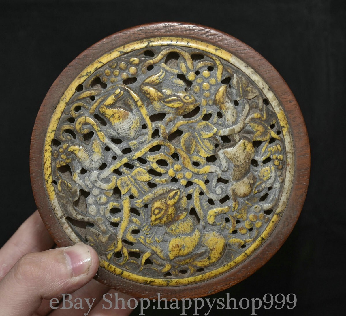 5 Inch Vintage Chinese Huanghuali Wood Carved Floral Bird Jewelry Box