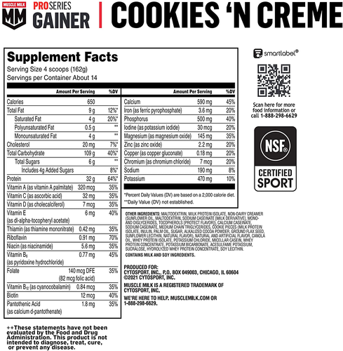 Muscle Milk Gainer Protein Powder, Chocolate, 32g Protein, 5 Pound - Picture 10 of 11