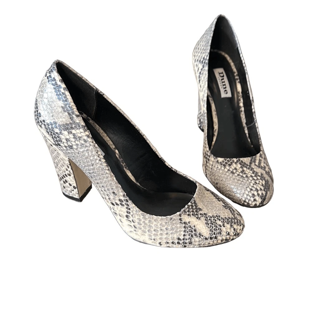 Dune London Snakeskin Leather Thick Coned Heeled Pumps 37 eBay