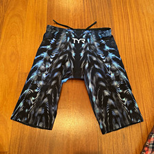 Great Condition: Men s TYR High Waisted Venzo Size 25 Blue Swimming Tech Suit