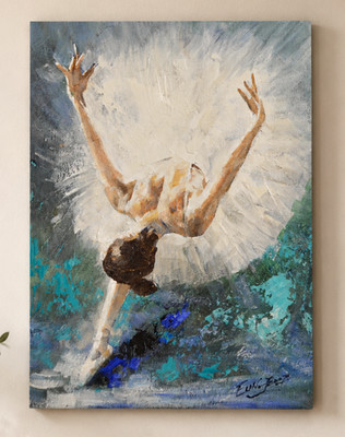 EUN JUNG | Original Ballerina Ballet Dancer Acrylic Painting | Signed OOAK