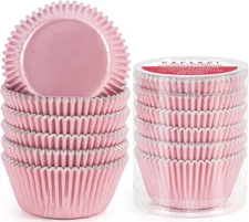 Caperci Pink Foil Cupcake Muffin Liners Standard Size Size, 