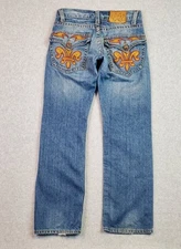 JNCO Crown Jeans Tag Size 29x30 Fits 29X29 Blue Straight Leg Embroidered 90s Y2K