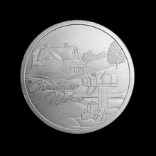 1 oz Christmas Barn Holiday Wishes Silver Round
