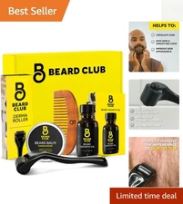 Beard Grooming Kit: Derma Roller and Nourishing Oil & Balm for Strong Beards