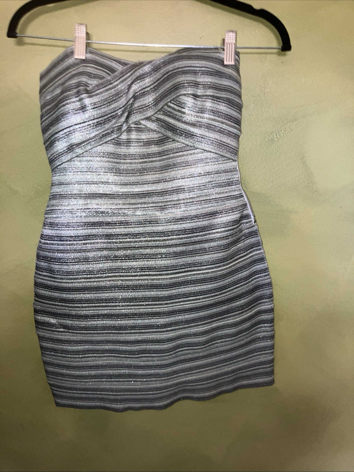 Wow Couture Strapless Metallic Silver Mini Dress Size Small
