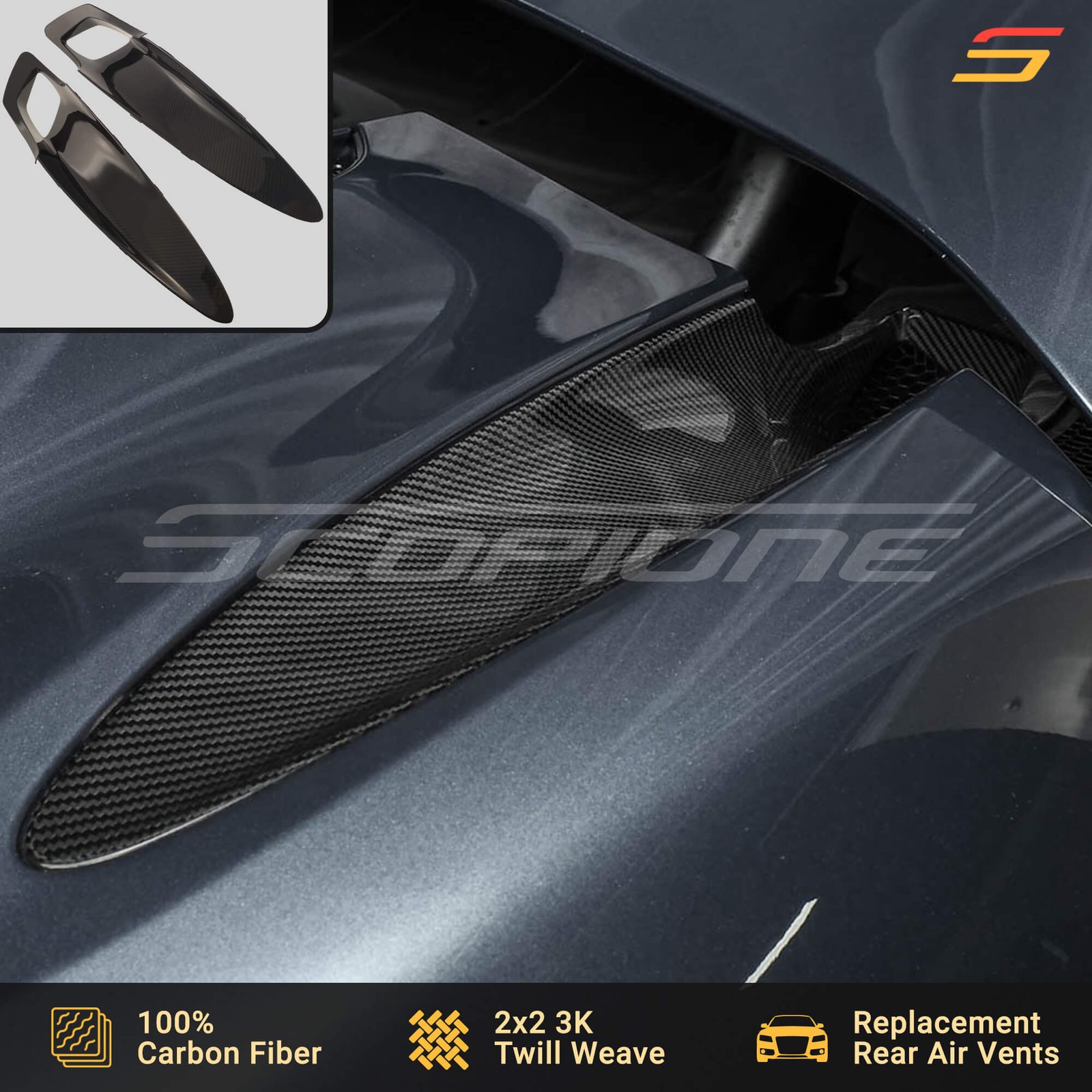 Scopione Carbon Aero Bridge Air Intake Engine Vents for McLaren 720S 750S 765LT