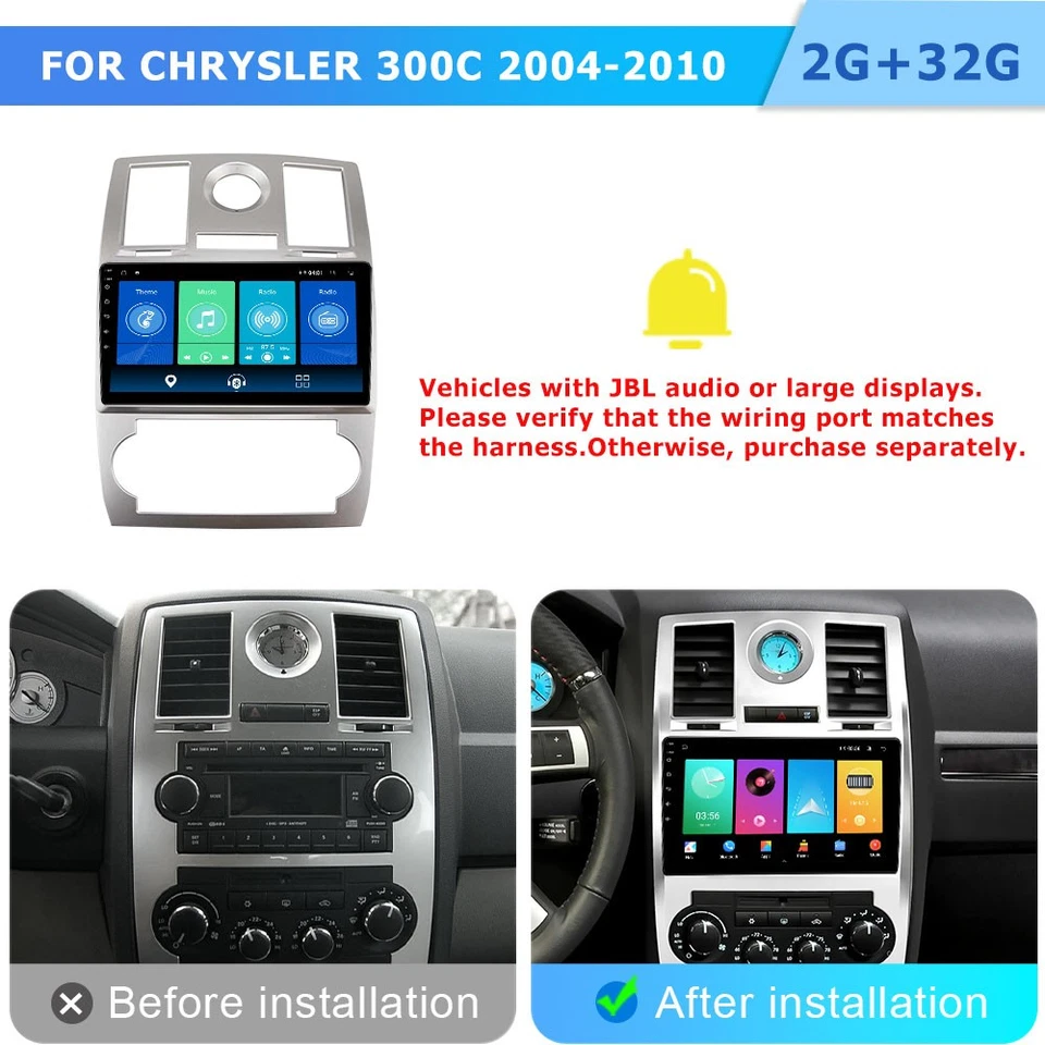 Stereo For Chrysler 300C 2004-2010 Android Auto Apple CarPlay Car Radio Navi FM - Imagem 2 de 4