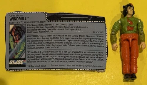 J-198 VINTAGE 1980'S HASBRO GI JOE WINDMILL ACTION FIGURE - NICE!