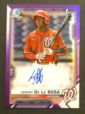 2021 Bowman Chrome Purple Refractor Jeremy De La Rosa Signed #CPA-JDL 141/250