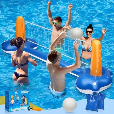 KIDDITOY ㅤ 118'' Pool Volleyball Set   Inflatable Court 118-inch