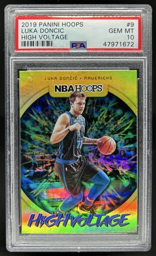 2019-20 Panini Hoops Luka Doncic High Voltage #9 Mavericks PSA 10 GEM MINT