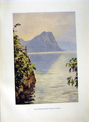 Antique Old Print *2854 C1915 Switzerland Burgenstock Vitznau Lucerne Hills