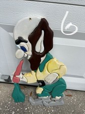 Vtg Amusement/Carnival/Park Hand Carved Wooden Gnome/Wall HangingDwarf Character
