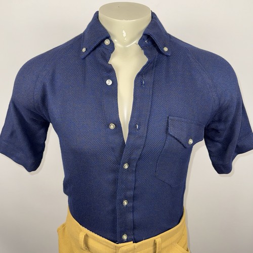 Mens 1960s Kennington Knit Shirt Vtg All Cotton Button Up Rockabilly MCM Medium
