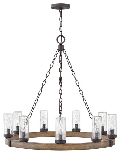 Hinkley Lighting 29208 Sawyer 120v 9 Light 30"W Outdoor Wrought - Aged Zinc - Picture 2 of 7