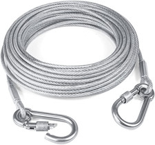 30FT Reflective Tie Out Cable for Dogs up to 250 Pounds, Steel Wire Lead Leash C