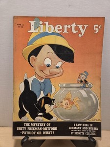 1940 March 2 - LIBERTY Magazine - Walt DISNEY PINOCCHIO Cover
