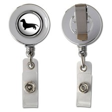 Dachshund - Weiner Dog Retractable Reel Chrome Badge ID Card Holder