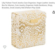 NWT/NIP Lilly Pulitzer travel Jewelry organizer Gold Metallic Pattern Play