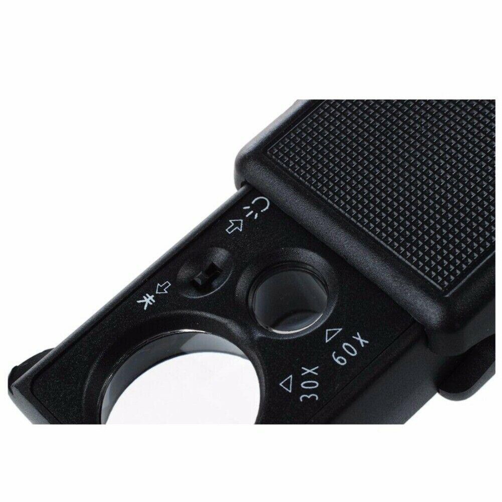 High Definition 30X/60X LED Lighted Jewelers Eye Magnifier Loupe for