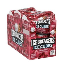 40 Count ICE BREAKERS ICE CUBES Cinnamon Sugar Free Chewing Gum Pack of 6