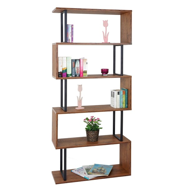 BüCherregal HWC-A27, Standregal Wohnregal, 183X80Cm 3D-Struktur Braun-image