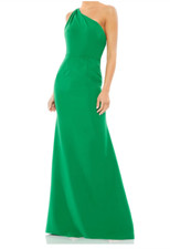 MAC DUGGAL 26266 ONE SHOULDER JERSEY MERMAID EMERALD GREEN GOWN sz 0