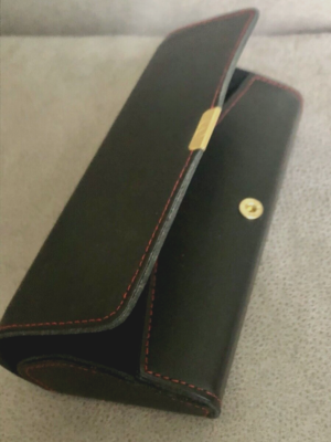 Valentino Les Lunettes Black Leather Eyeglass Case Gold Hardware Made in Italy Vintage Valentino Les Lunettes Eyeglasses Case Black Leather  main image 2