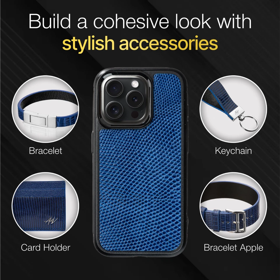 Estuche trasero de cuero de cocodrilo lagarto hecho a mano Apple iPhone 15 Pro Max en caja de regalo Foto 3 de 4