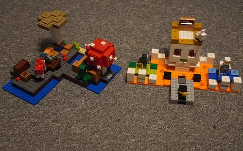 Lego Minecraft 21145 Totenkopfarena und 21129 Die Pilzinsel