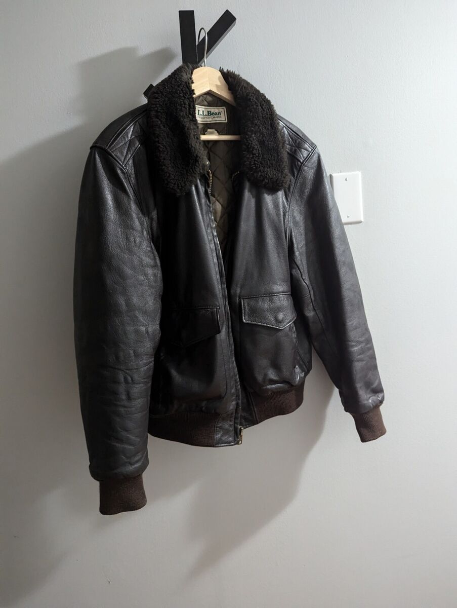 Vintage L.L. Bean Leather Bomber Jacket Size 42 Brown Sherpa Vintage L.L. Bean Leather Bomber Jacket Size 42 Brown Sherpa