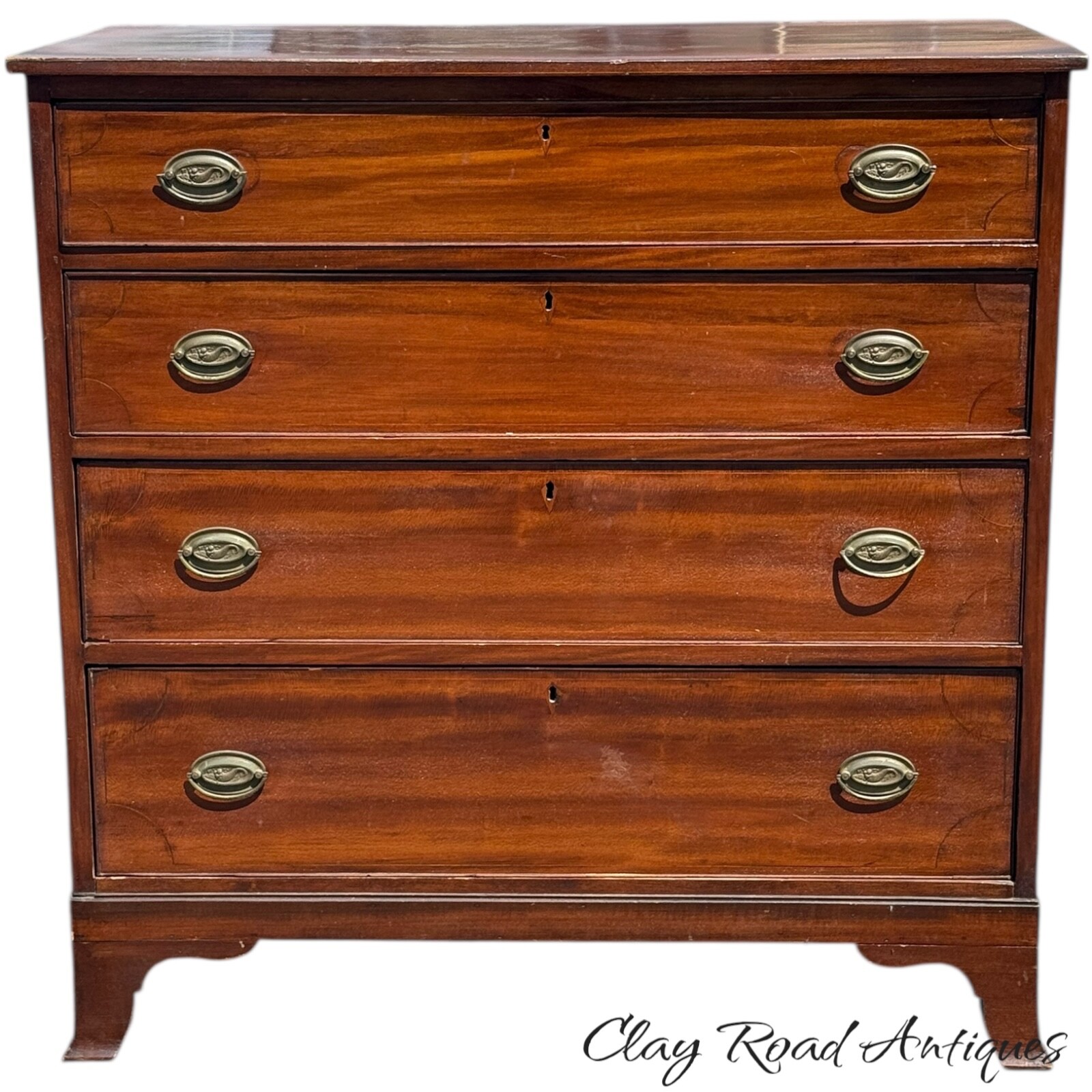 Antique Cherry Hepplewhite inlaid dresser chest of drawers 1800 Mid Atlantic